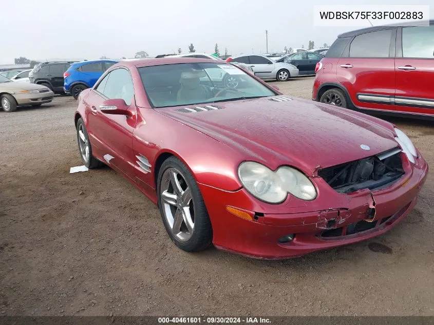 WDBSK75F33F002883 2003 Mercedes-Benz Sl 500R