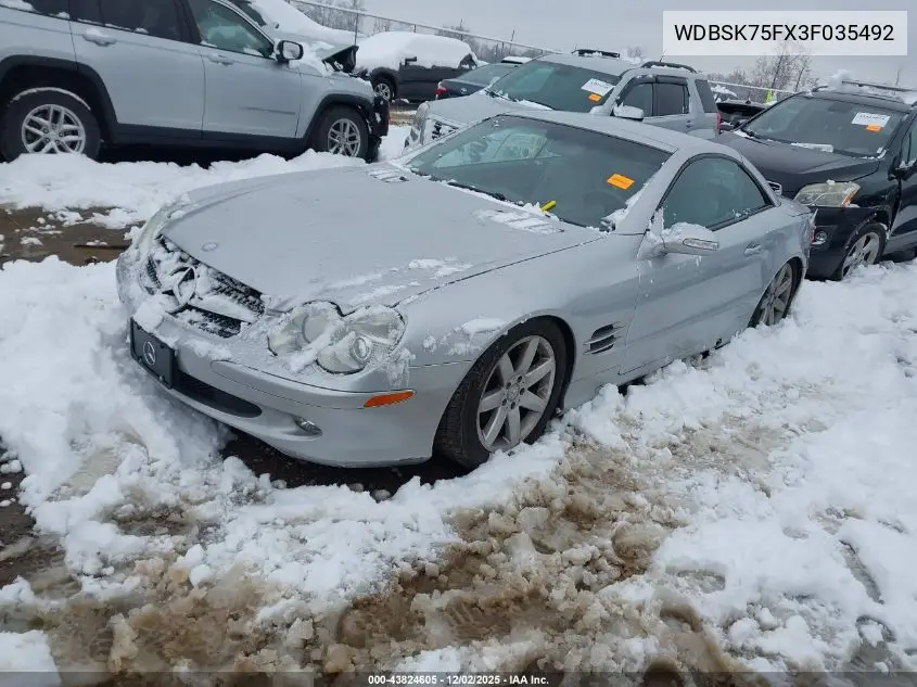 WDBSK75FX3F035492 2003 Mercedes-Benz Sl 500