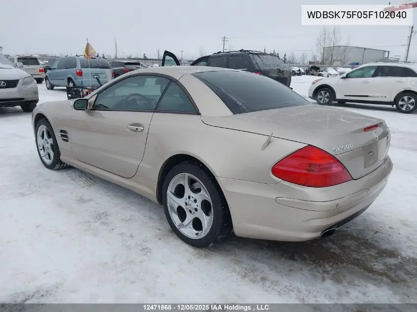 WDBSK75F05F102040 2005 Mercedes-Benz Sl 500