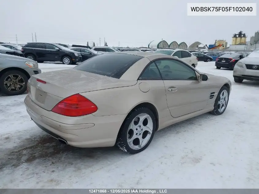 WDBSK75F05F102040 2005 Mercedes-Benz Sl 500