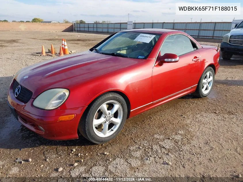2001 Mercedes-Benz Slk 320 VIN: WDBKK65F71F188015 Lot: 40844432