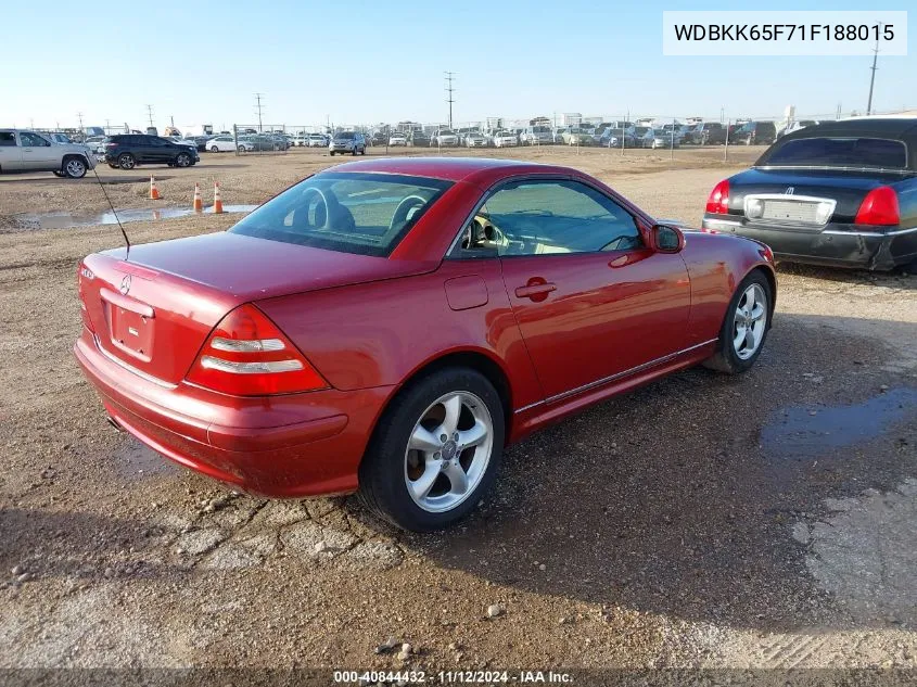 2001 Mercedes-Benz Slk 320 VIN: WDBKK65F71F188015 Lot: 40844432