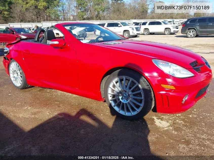 2007 Mercedes-Benz Slk 55 Amg VIN: WDBWK73F07F150189 Lot: 41334201