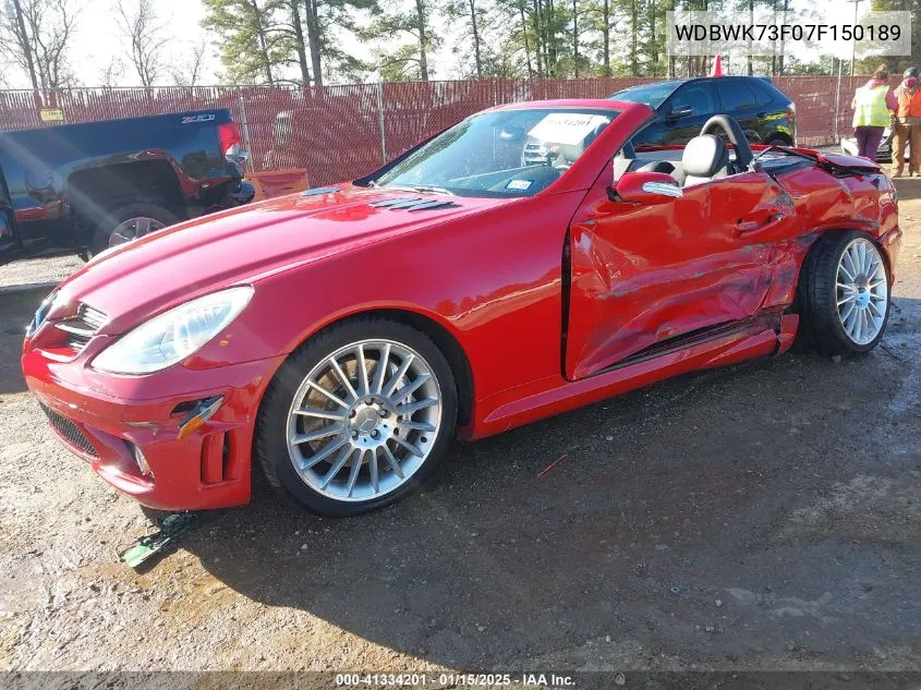 2007 Mercedes-Benz Slk 55 Amg VIN: WDBWK73F07F150189 Lot: 41334201