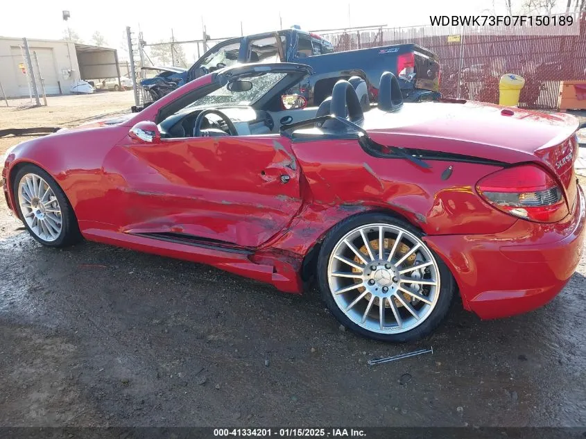 2007 Mercedes-Benz Slk 55 Amg VIN: WDBWK73F07F150189 Lot: 41334201