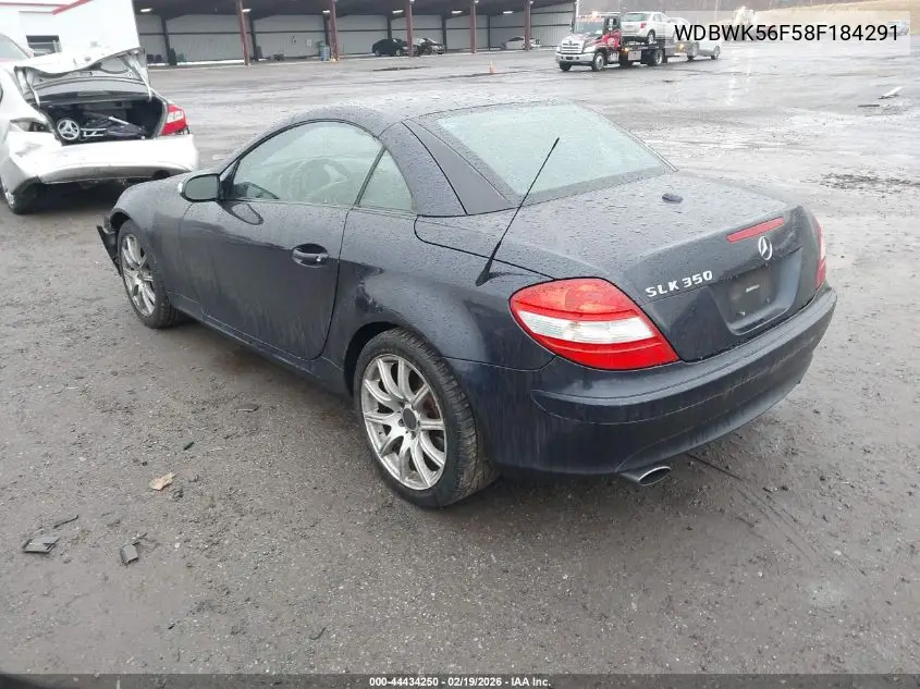 2008 Mercedes-Benz Slk 350 VIN: WDBWK56F58F184291 Lot: 44434250