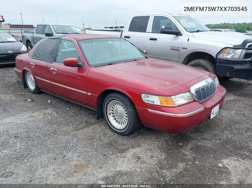 1999 Mercury Grand Marquis Ls VIN: 2MEFM75W7XX703545 Lot: 44912230