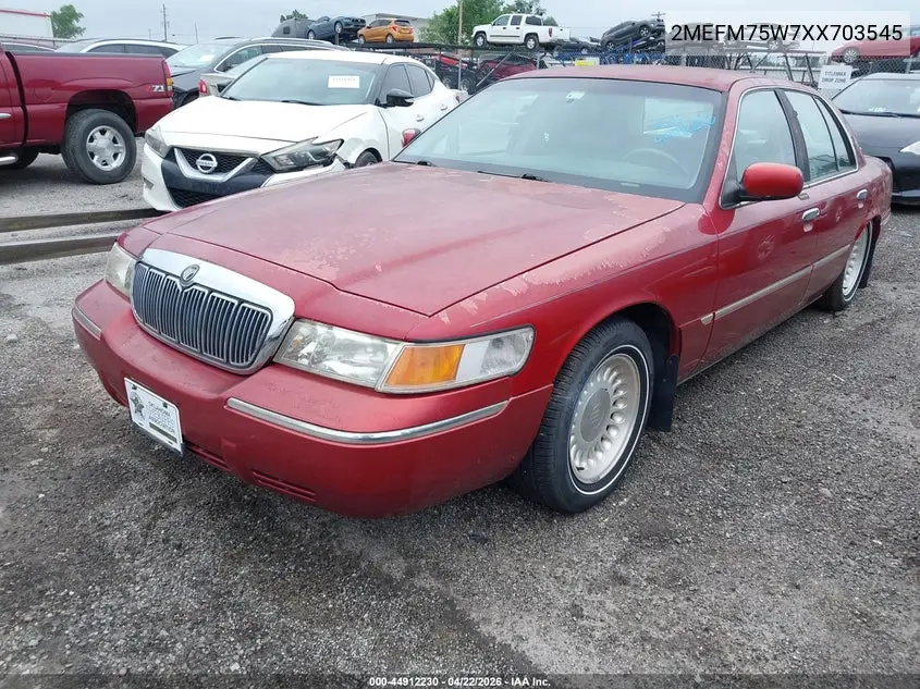 1999 Mercury Grand Marquis Ls VIN: 2MEFM75W7XX703545 Lot: 44912230