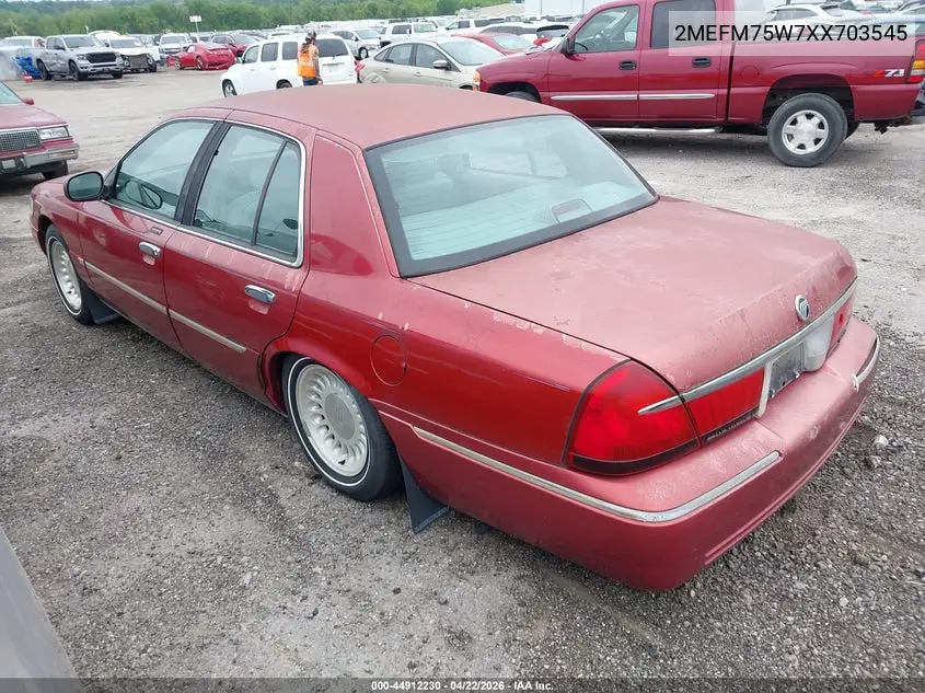 1999 Mercury Grand Marquis Ls VIN: 2MEFM75W7XX703545 Lot: 44912230