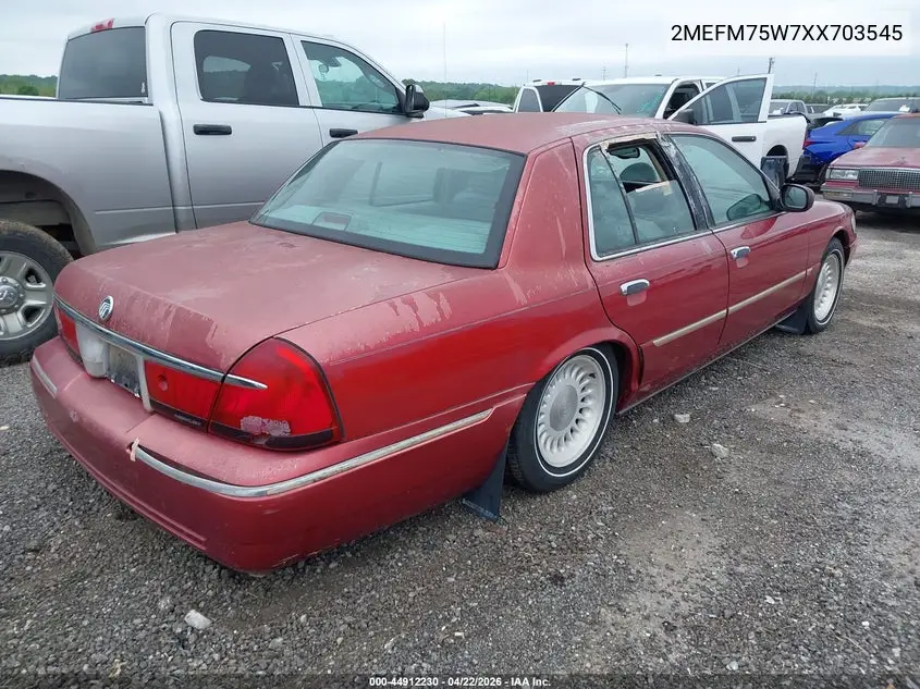 1999 Mercury Grand Marquis Ls VIN: 2MEFM75W7XX703545 Lot: 44912230