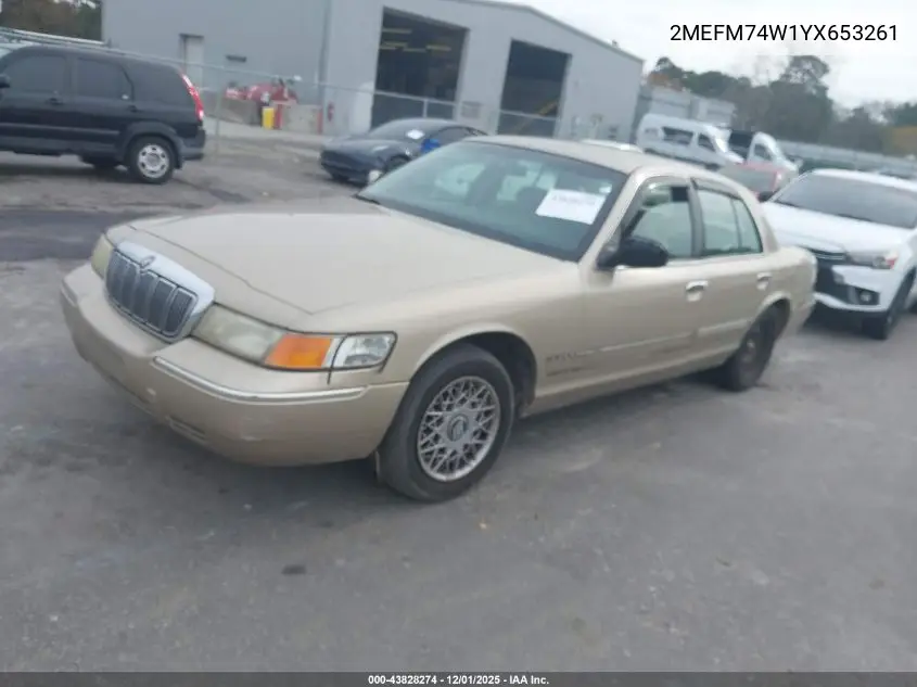 2MEFM74W1YX653261 2000 Mercury Grand Marquis Gs