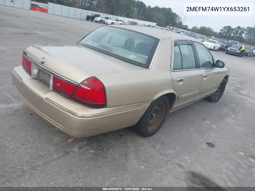 2MEFM74W1YX653261 2000 Mercury Grand Marquis Gs