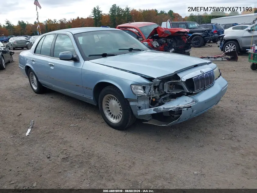 2MEFM75W3YX671193 2000 Mercury Grand Marquis Ls