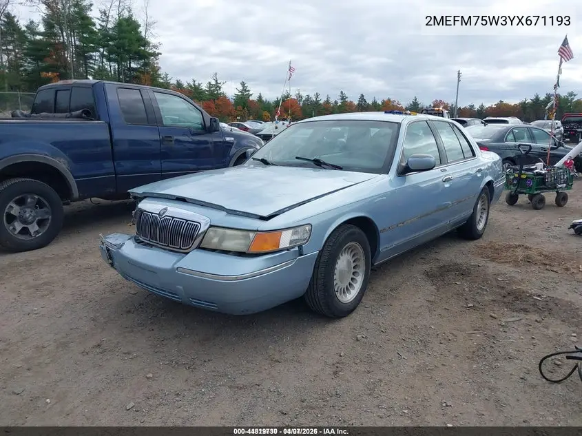 2MEFM75W3YX671193 2000 Mercury Grand Marquis Ls