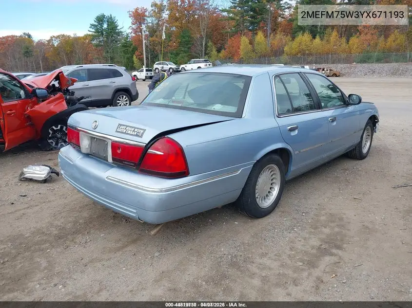 2MEFM75W3YX671193 2000 Mercury Grand Marquis Ls