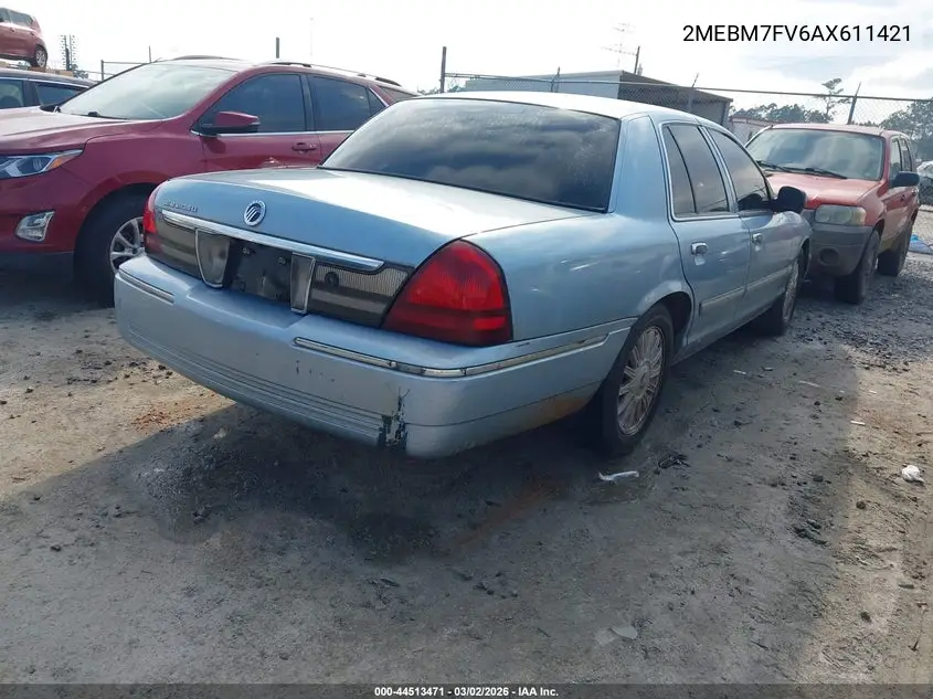 2MEBM7FV6AX611421 2010 Mercury Grand Marquis Ls (Fleet Only)