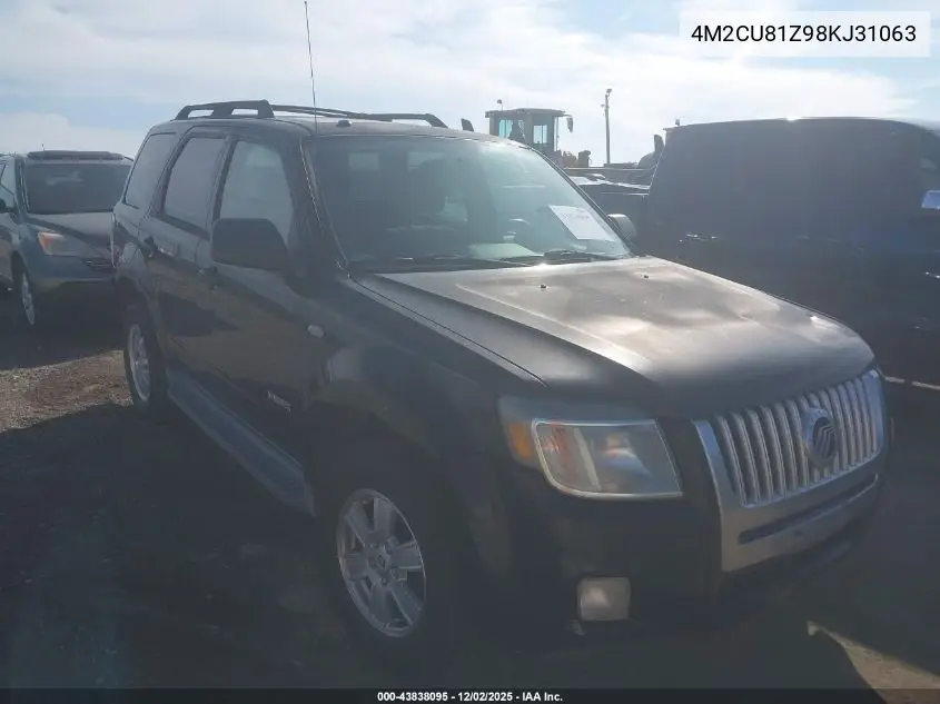 4M2CU81Z98KJ31063 2008 Mercury Mariner I4