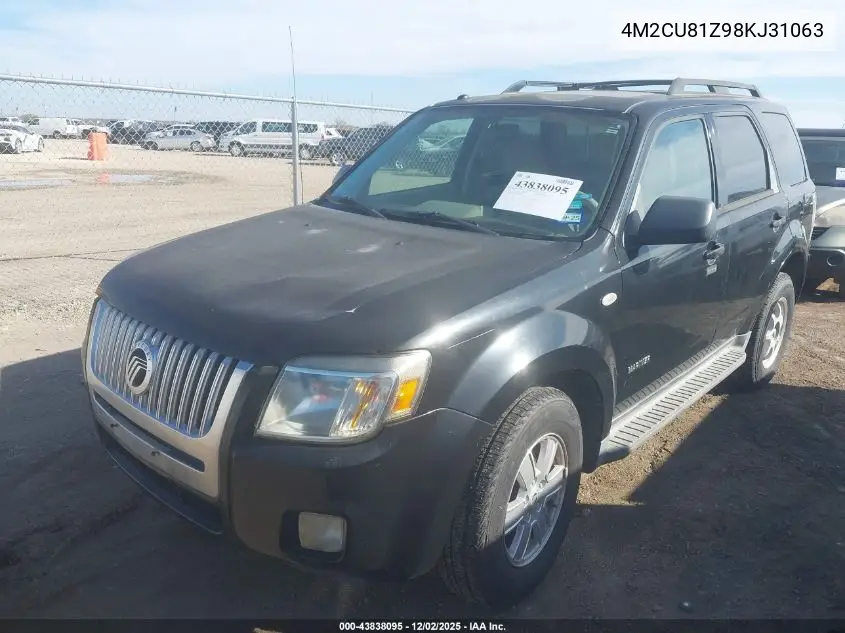 4M2CU81Z98KJ31063 2008 Mercury Mariner I4