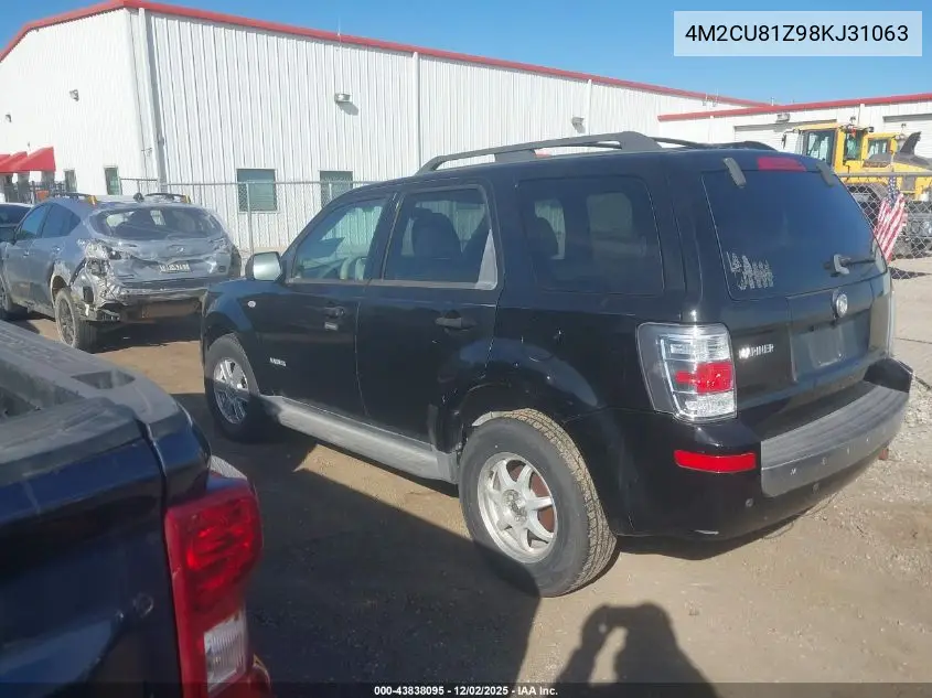 4M2CU81Z98KJ31063 2008 Mercury Mariner I4