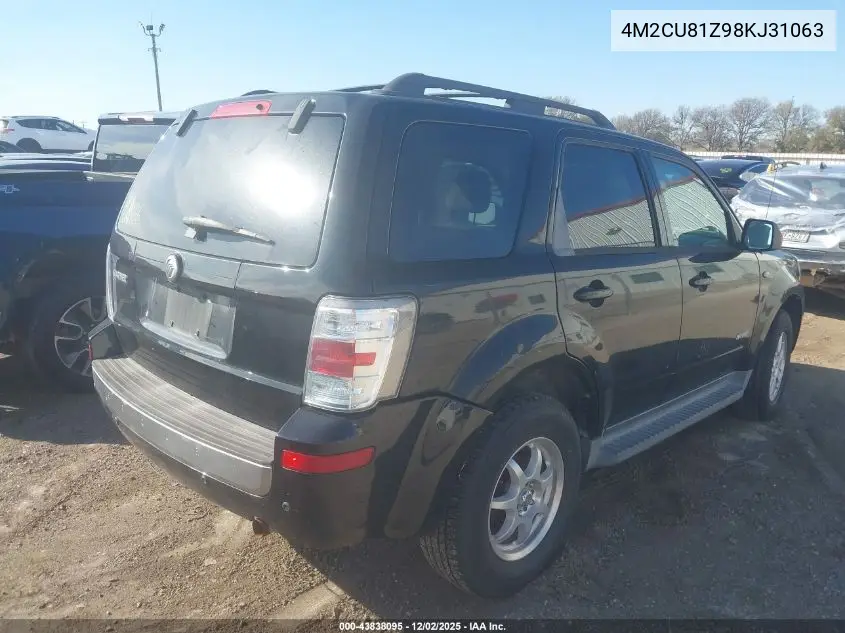 4M2CU81Z98KJ31063 2008 Mercury Mariner I4