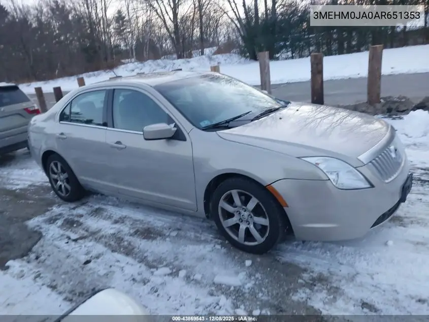 3MEHM0JA0AR651353 2010 Mercury Milan Premier