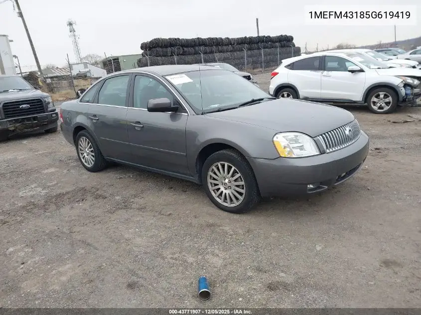 1MEFM43185G619419 2005 Mercury Montego Premier