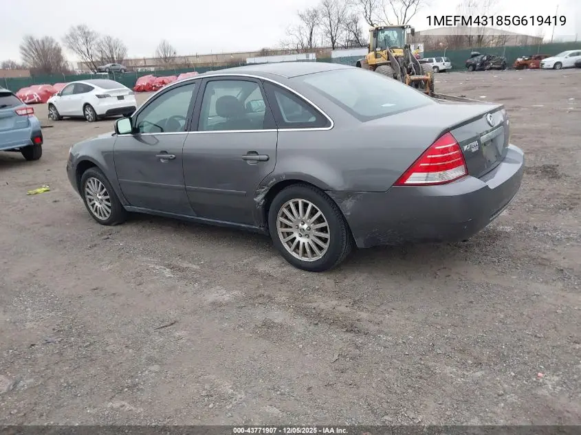 1MEFM43185G619419 2005 Mercury Montego Premier