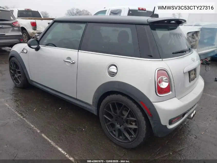 WMWSV3C53CTY27316 2012 Mini Cooper S