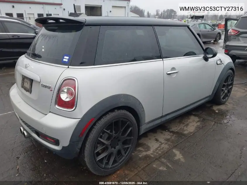 WMWSV3C53CTY27316 2012 Mini Cooper S