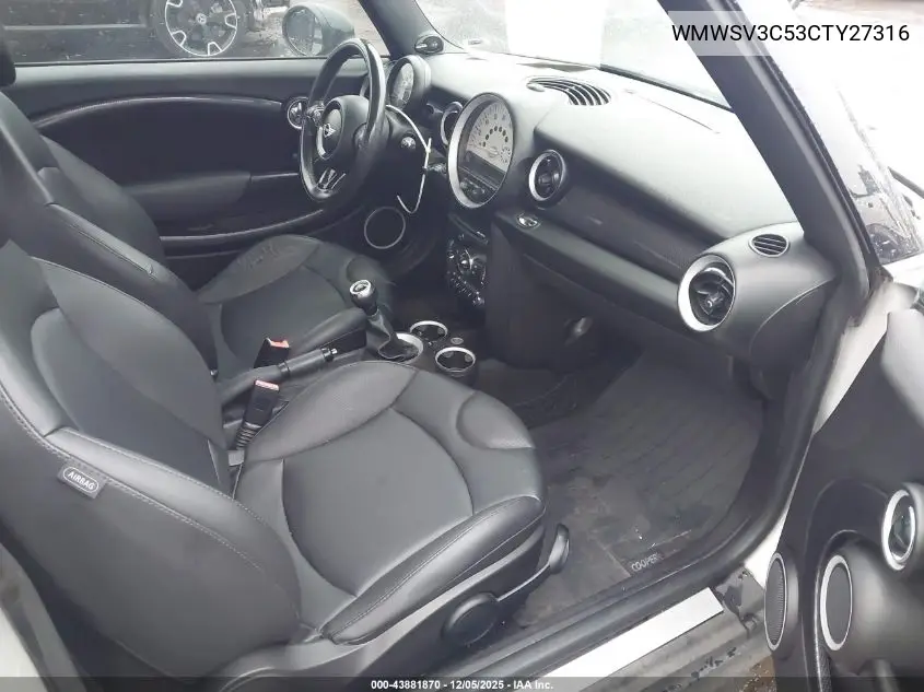 WMWSV3C53CTY27316 2012 Mini Cooper S