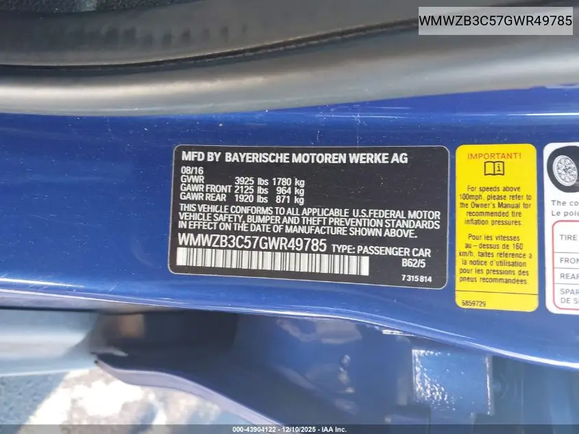 WMWZB3C57GWR49785 2016 Mini Countryman Cooper