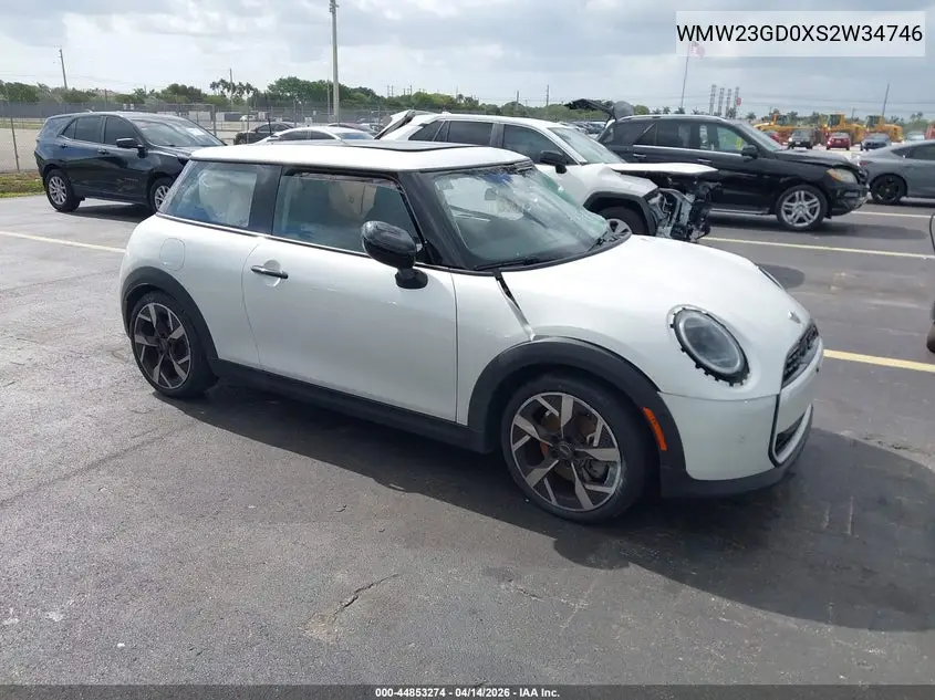 2025 Mini Hardtop Cooper S VIN: WMW23GD0XS2W34746 Lot: 44853274