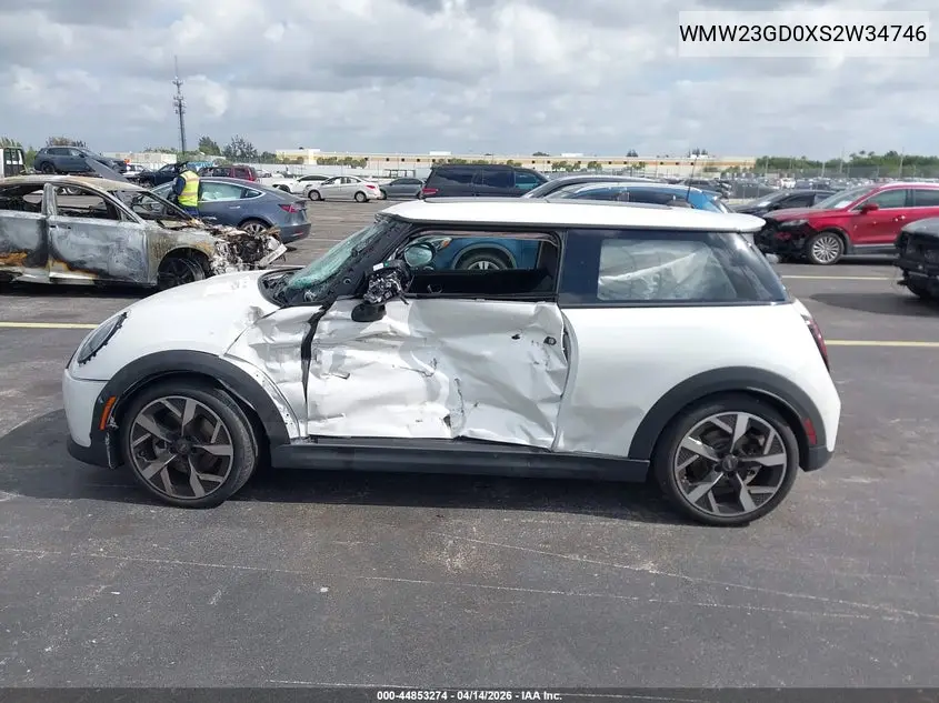 2025 Mini Hardtop Cooper S VIN: WMW23GD0XS2W34746 Lot: 44853274