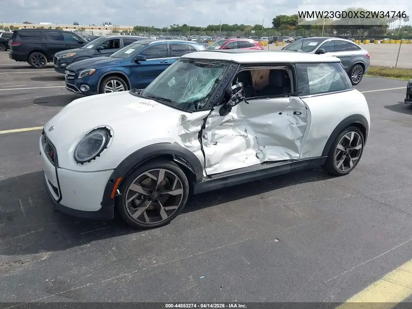 2025 Mini Hardtop Cooper S VIN: WMW23GD0XS2W34746 Lot: 44853274