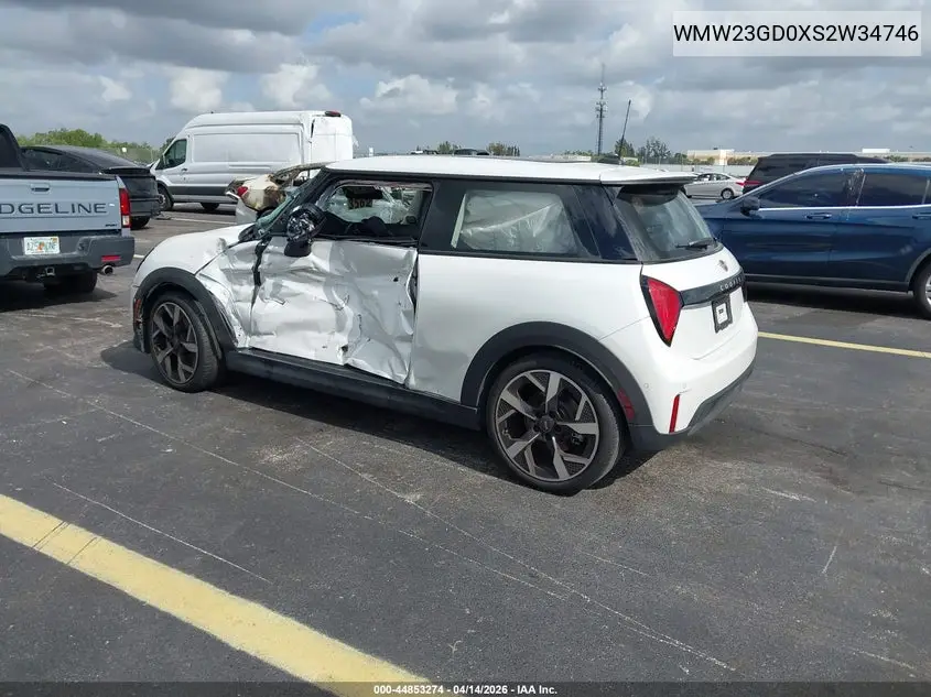 2025 Mini Hardtop Cooper S VIN: WMW23GD0XS2W34746 Lot: 44853274