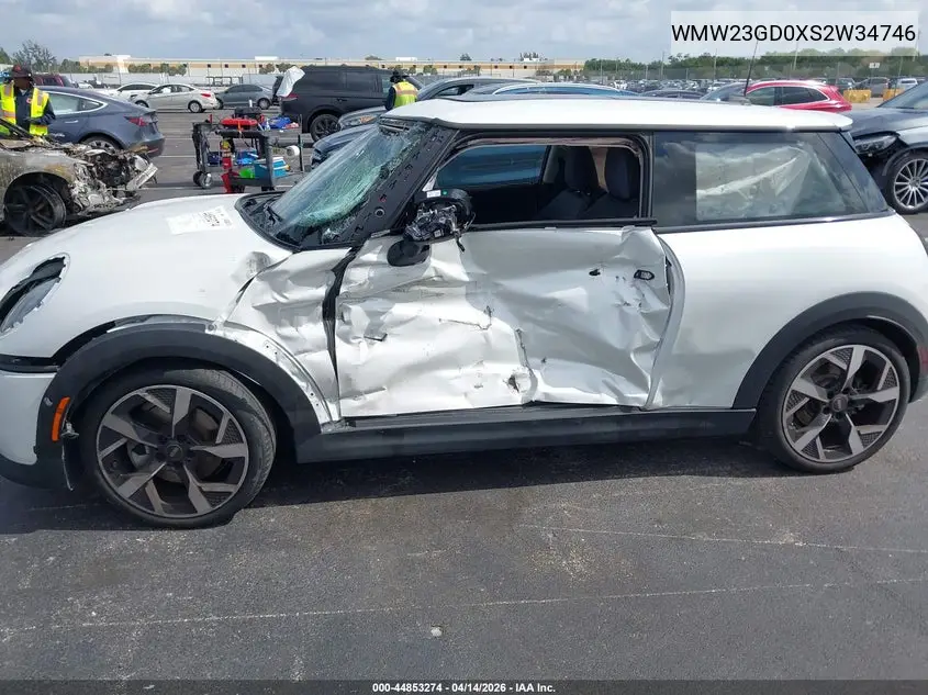 2025 Mini Hardtop Cooper S VIN: WMW23GD0XS2W34746 Lot: 44853274