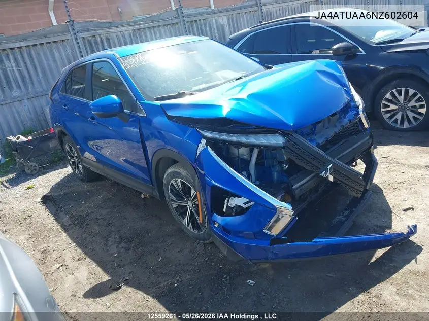 2022 Mitsubishi Eclipse Cross Es VIN: JA4ATUAA6NZ602604 Lot: 12559261