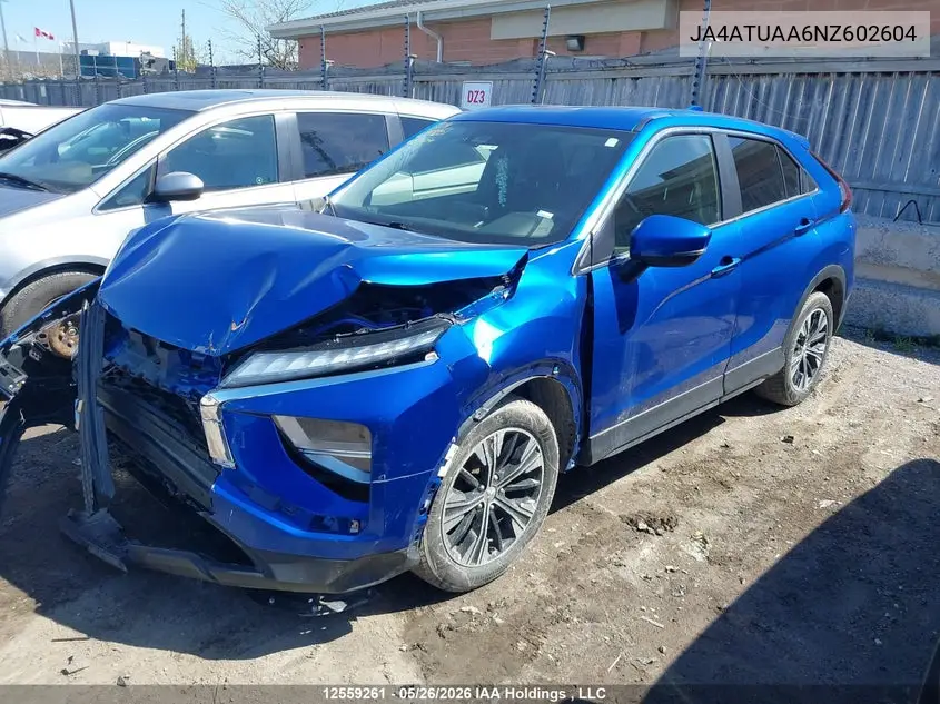 2022 Mitsubishi Eclipse Cross Es VIN: JA4ATUAA6NZ602604 Lot: 12559261