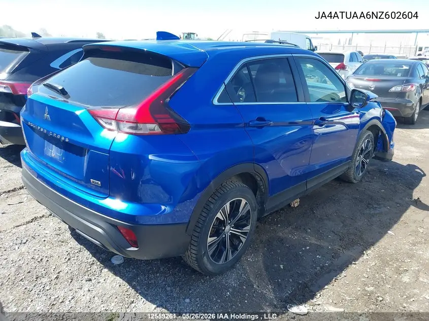 2022 Mitsubishi Eclipse Cross Es VIN: JA4ATUAA6NZ602604 Lot: 12559261