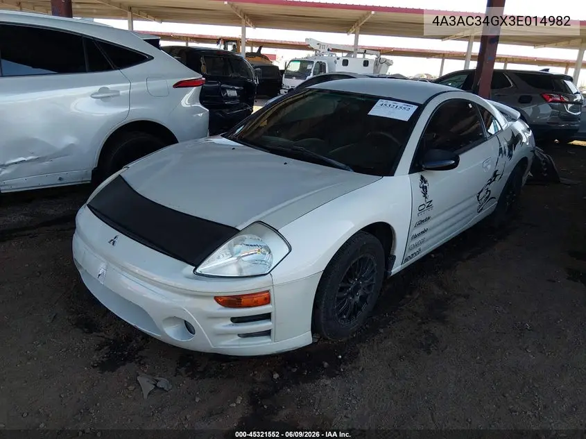 2003 Mitsubishi Eclipse Rs VIN: 4A3AC34GX3E014982 Lot: 45321552