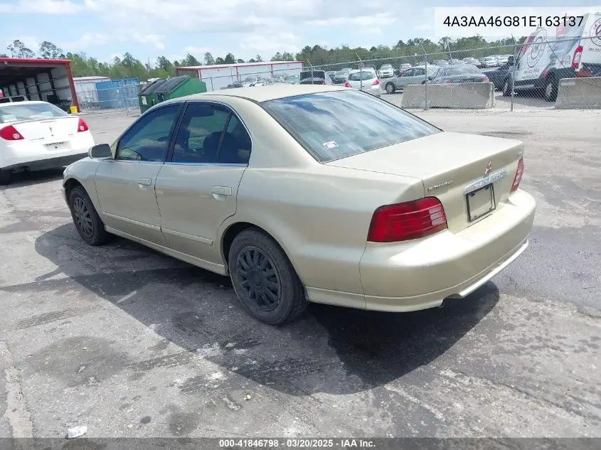 2001 Mitsubishi Galant Es VIN: 4A3AA46G81E163137 Lot: 41846798