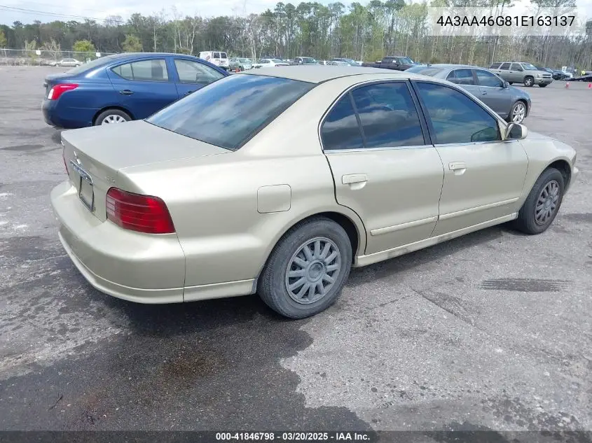 2001 Mitsubishi Galant Es VIN: 4A3AA46G81E163137 Lot: 41846798