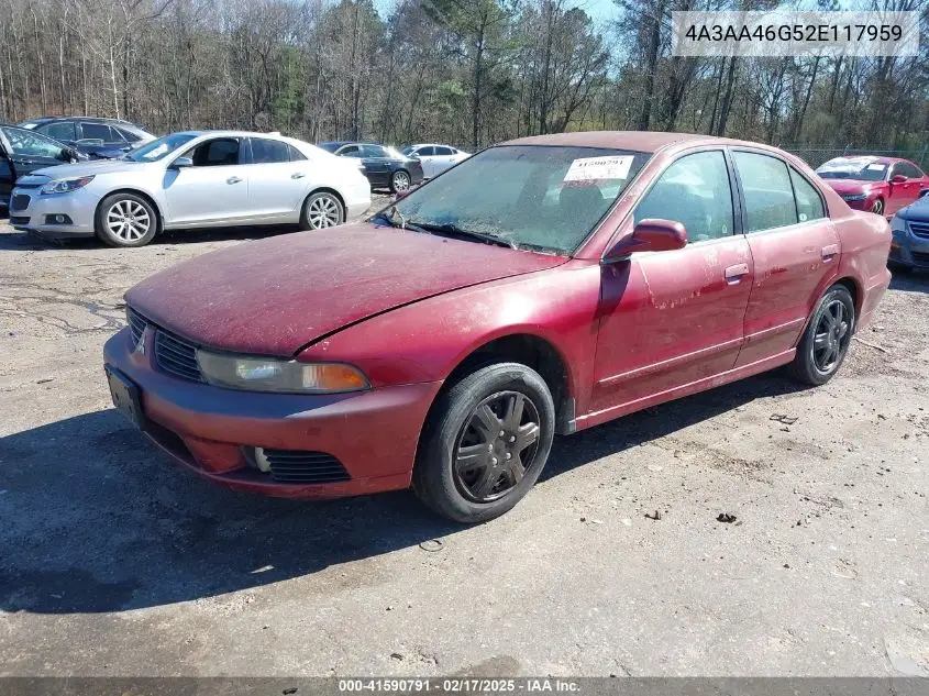 2002 Mitsubishi Galant Es/Ls VIN: 4A3AA46G52E117959 Lot: 41590791