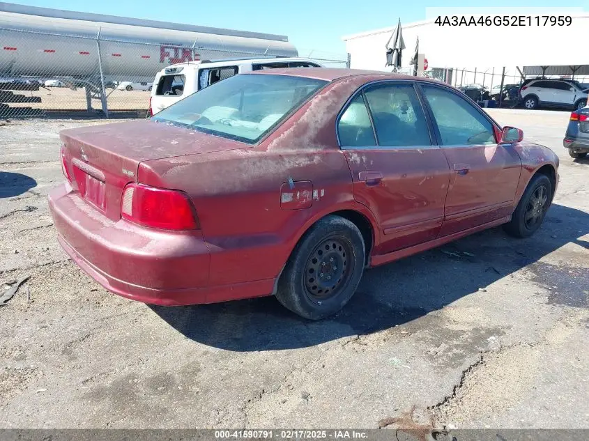 2002 Mitsubishi Galant Es/Ls VIN: 4A3AA46G52E117959 Lot: 41590791