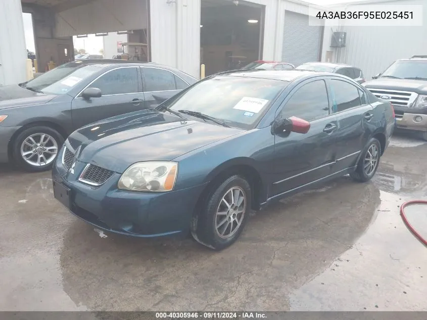 2005 Mitsubishi Galant Es/Se VIN: 4A3AB36F95E025451 Lot: 40305946