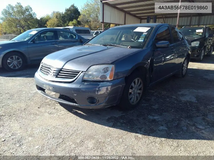 2008 Mitsubishi Galant Es VIN: 4A3AB56F78E019860 Lot: 35210435