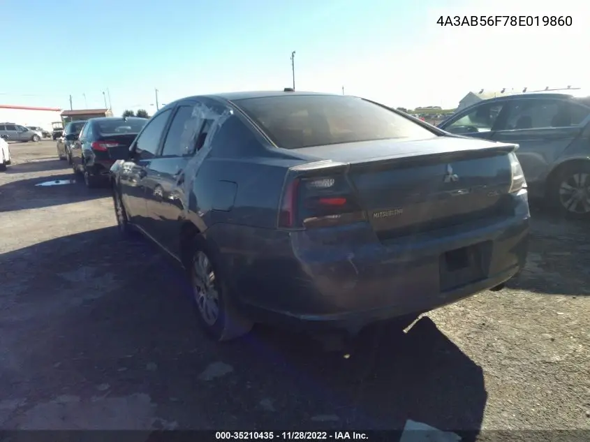 2008 Mitsubishi Galant Es VIN: 4A3AB56F78E019860 Lot: 35210435