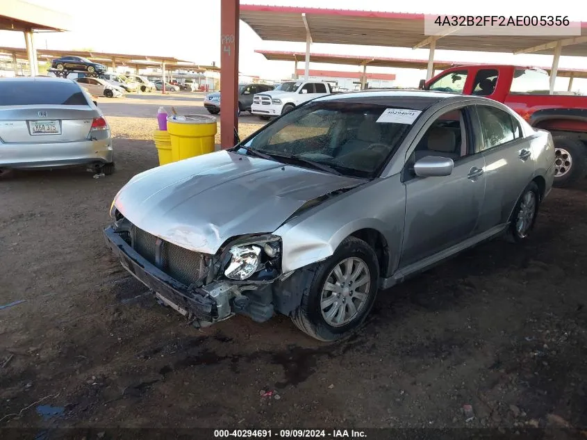 2010 Mitsubishi Galant Fe VIN: 4A32B2FF2AE005356 Lot: 40294691