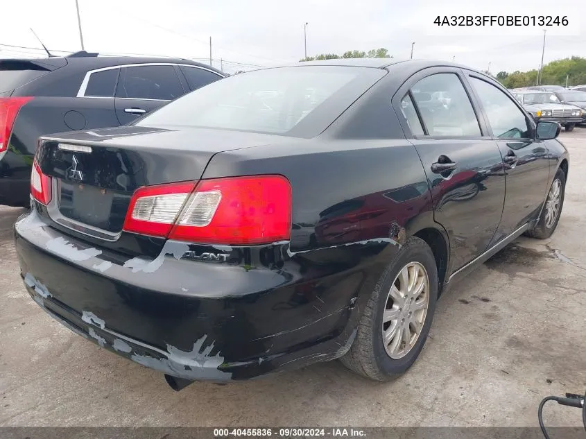 2011 Mitsubishi Galant Es/Se VIN: 4A32B3FF0BE013246 Lot: 40455836