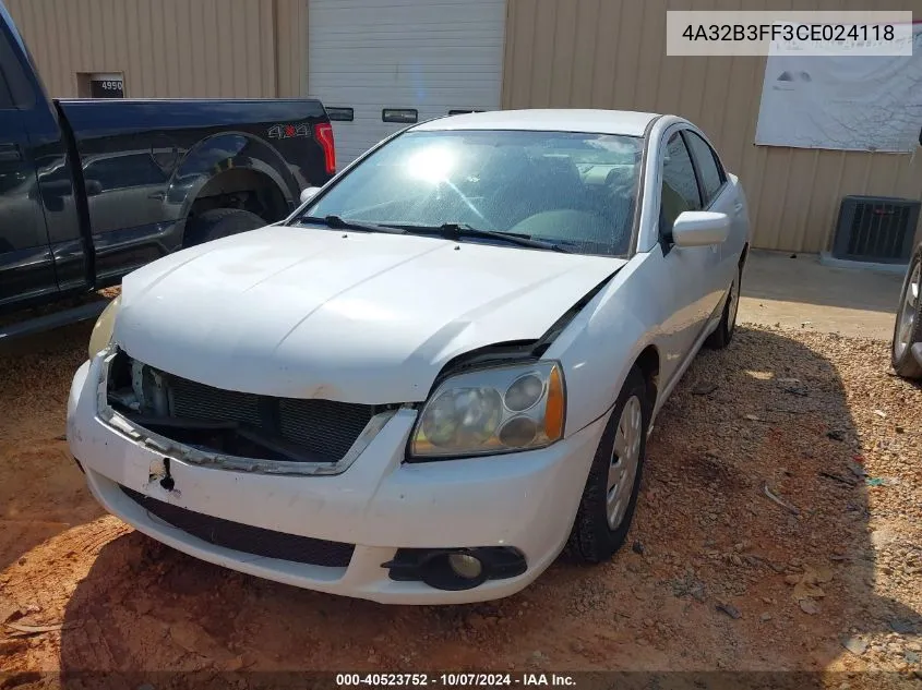 4A32B3FF3CE024118 2012 Mitsubishi Galant Es/Se